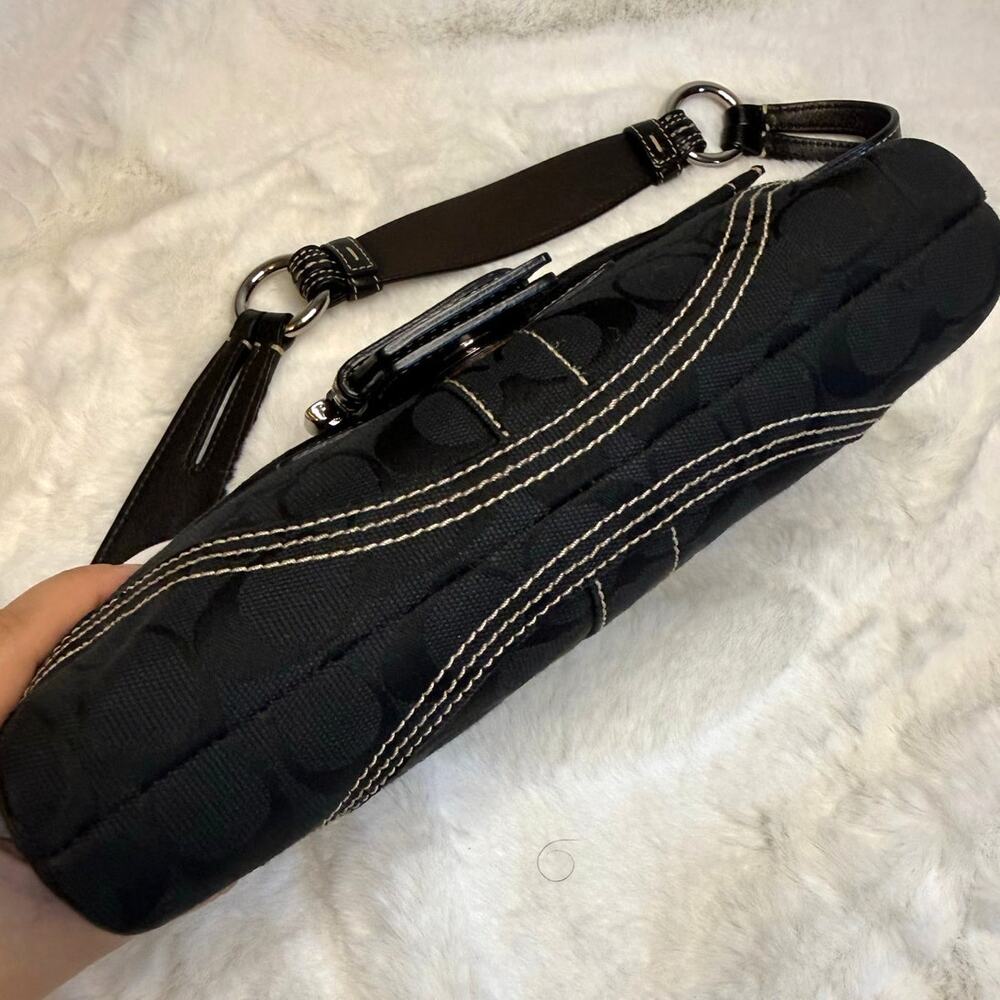 y2k COACH Vintage Black Soho Demi Flap 6280 Shoulder Bag - Picture 3 of 10